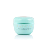 TATCHA Water Cream jar closeup shows smooth hydration for pores