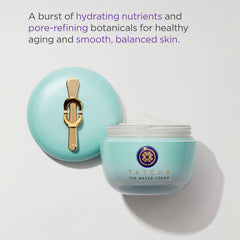 TATCHA The Water Cream swirl application showing instant hydration burst.