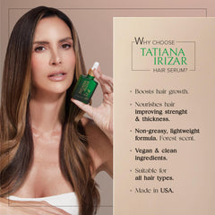 Tatiana Irizar dropper applying serum to the scalp for targeted care.