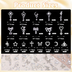 Tatiwoo dangle-heart silver nail gems provide romantic shine for manicures