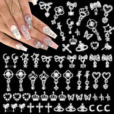 Tatiwoo dangle-star silver nail charms add sparkling accents for chic acrylic nails