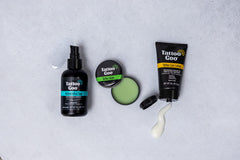 Tattoo Goo Aftercare Lotion bottle—moisturizes and helps ink look bright.