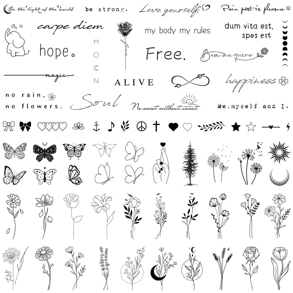 TATUWST inspirational quotes tattoo sheets for daily motivation and style.