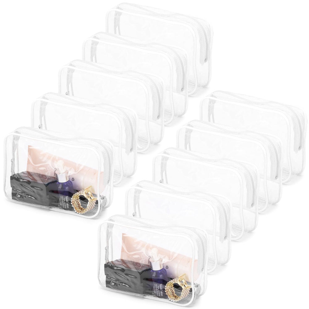 Tbestmax clear cosmetic bags 10-pack for easy contents visibility and quick packing