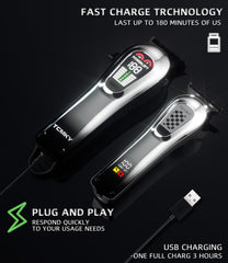 TCMKY hair clipper LED display shows power and maintenance alerts