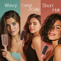 Tcsxady Curly Hair Brush side teeth design for even curl distribution.