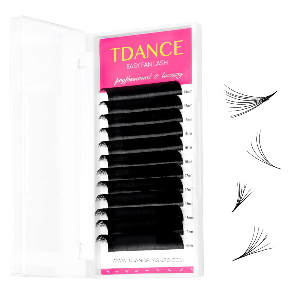TDANCE Easy Fan Lash Extensions bundle demonstrates ready-to-use volume options for faster sets.