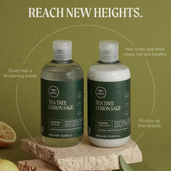 Tea Tree Lemon Sage Thickening Conditioner hair-volume closeup shows fine hair lifted with bounce.