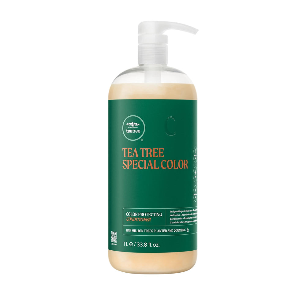 Tea Tree Special Color Conditioner bottle shows color protection and detangling-ready formula.