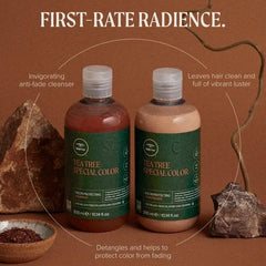Tea Tree Special Color Conditioner application detangles color-treated hair
