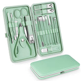 Teamkio 18-piece manicure set case open for on-the-go grooming.