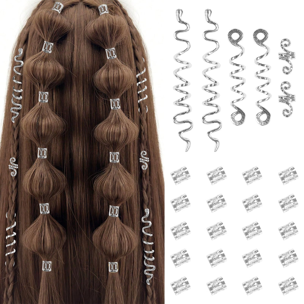 TEBIEKOY gold hair accessories set — dreadlock embellishments for festival-ready styling.