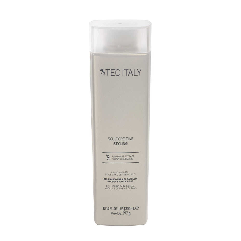 TEC Italy Scultore Fine Liquid Hair Gel bottle for defined curls with glossy wet-look hold.