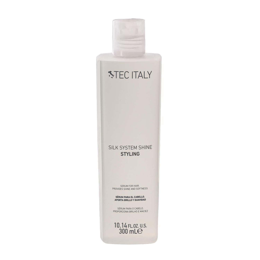 TEC Italy Silk System Shine bottle highlights silky finish and sun protection