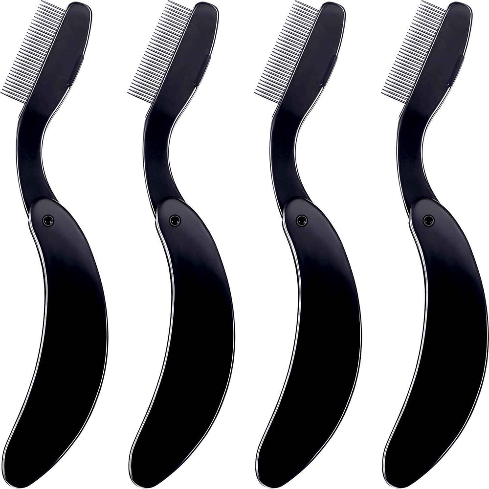 TecUnite folding eyelash comb black closed for compact travel storage.