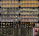 Teenior gold nail charms boxes collection for luxurious nail art ideas