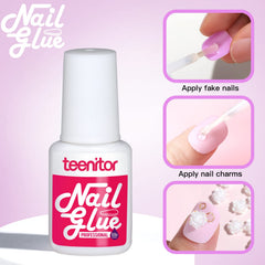 Teenitor 7g brush-on nail glue provides strong, quick-dry adhesion