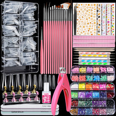 Teenitor acrylic fake nails kit overview showcasing all tools and supplies for creativity.