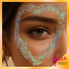 Teenitor festival glitter look on dance floor with bright glow