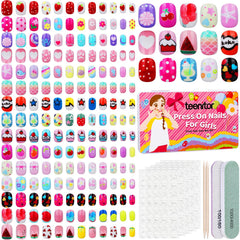 Teenitor kids press on nails packaging showing complete kit for at-home manicure