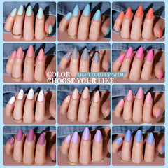 Teenitor matte almond nails close-up showing natural fit and comfortable wear.