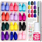 Teenitor oval press-on nails kit nails close-up showing matte color options for quick manicure.