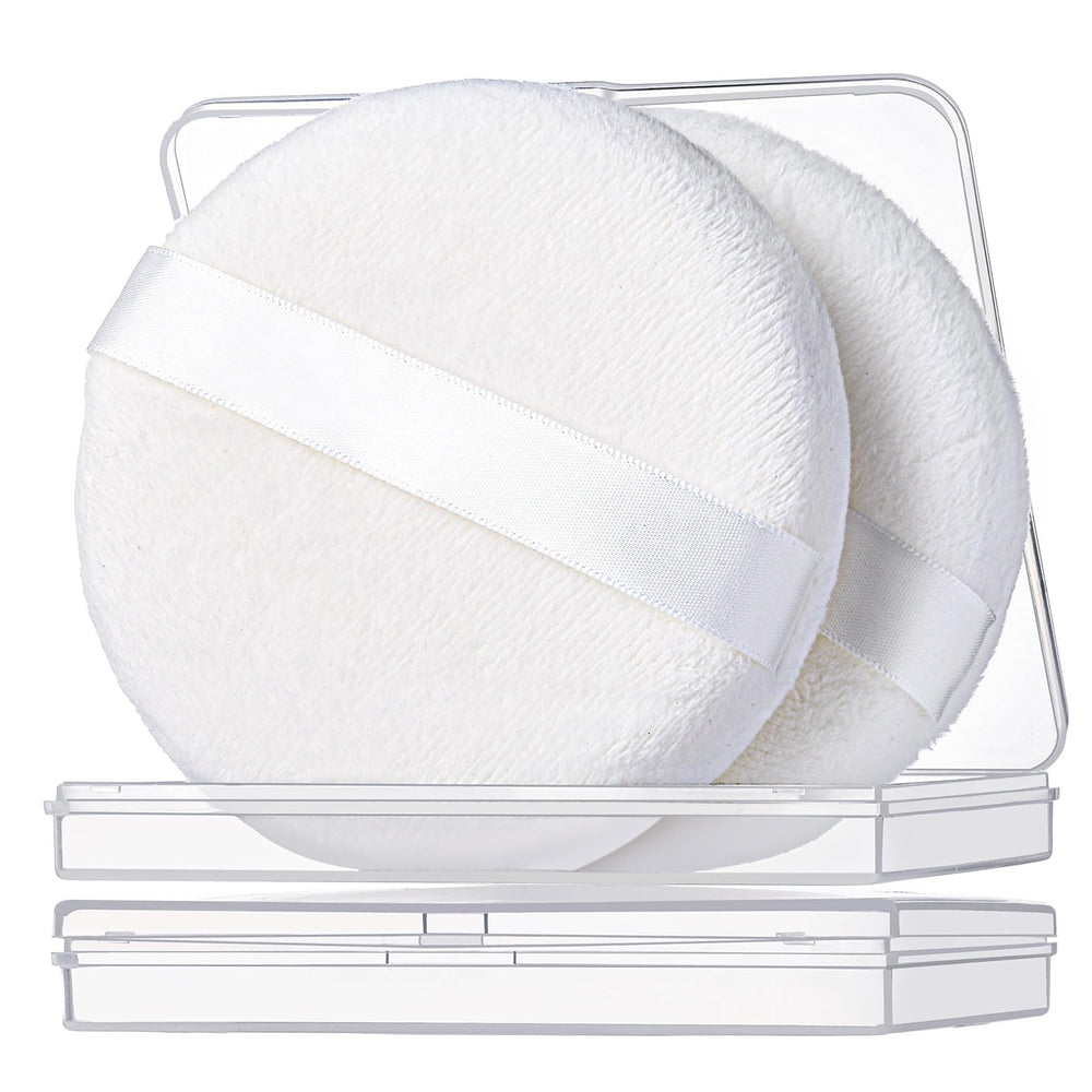 Teenitor powder puff two-piece set with storage container for mess-free travel