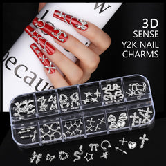 Teenitor silver rhinestones with 8 shapes provide sparkling nail facets.
