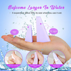 Teenitor wedge sponge expands when wet for lighter, natural-looking coverage.