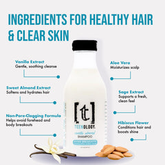 Teenology healthy-hair-shine shot highlights smooth, hydrated hair after washing.