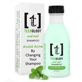 Teenology Teen Shampoo mint bottle showcases refreshing cleanse for healthy-looking hair
