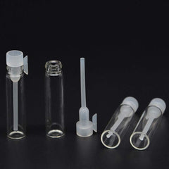 Teensery glass sample bottles with a clear cap for leak-proof oil or fragrance samples