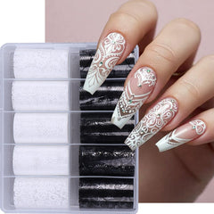 Teilihai nail art foil kit showcases floral lace designs to elevate DIY manicures.