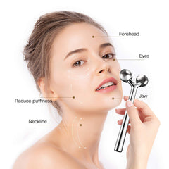 Tekson 3D metal face massager handle view with ergonomic grip for easy daily use.