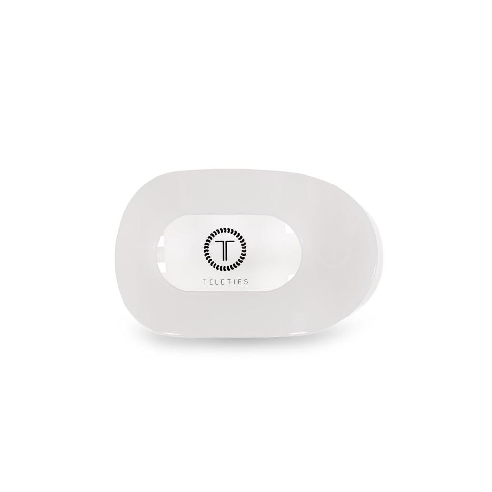 Teleties Coconut White flat round clip for comfortable lounging and gentle grip.