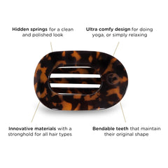 Teleties clip resting on chair back while lying down for relaxed, no-slip comfort