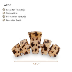 Teleties large clip shows bendable teeth for lasting shape and flexible styling.