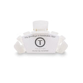 Teleties coconut white large hair clip closeup highlighting a sturdy grip for thick hair.
