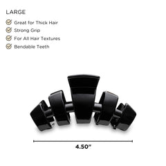 Teleties large hair clip curved design on model for comfortable wear