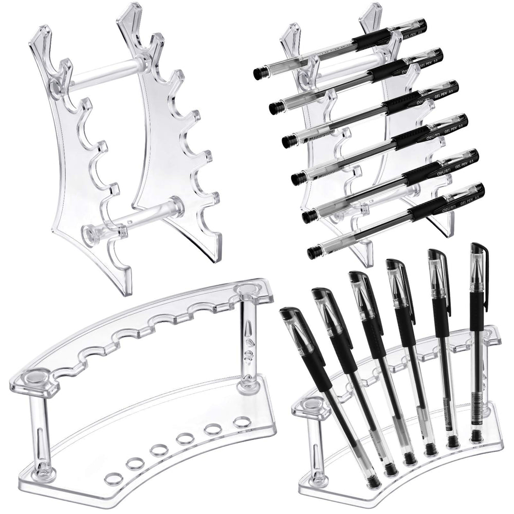 Teling pen display stand clear 6-layer front view for organized pens.