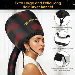 TEPENAR bonnet with adjustable drawstring for secure fit during drying sessions.