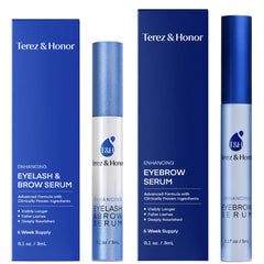 TEREZ & HONOR natural eyelash serum set bottle front for daily use and fuller lashes