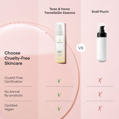 TEREZ & HONOR TremellaGlo serum texture swirl highlighting smooth, dewy finish.