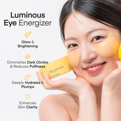 TEREZ & HONOR Vitamin C Eye Patches application closeup highlights hydrating under-eye care