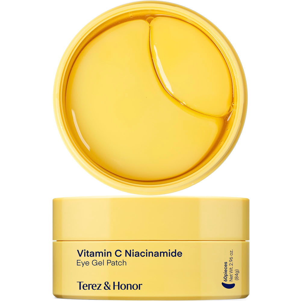 TEREZ & HONOR Vitamin C Eye Patches packaging promotes a brightening nighttime ritual