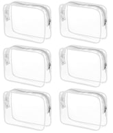 Tergy clear cosmetics bags pack six with zipper for on-the-go organization