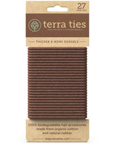 Terra Ties biodegradable elastic hair ties 27-count provide durable, crease-free hold for versatile hairstyles.