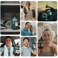 Terramed Just Think Comfort antifungal body wash lather close-up shows gentle cleansing