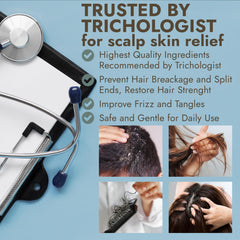 Terramed Just Think Comfort scalp brush included with set for even distribution.