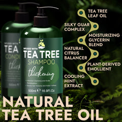 Terramed Just Think Comfort Tea Tree Shampoo close-up highlights dandruff relief